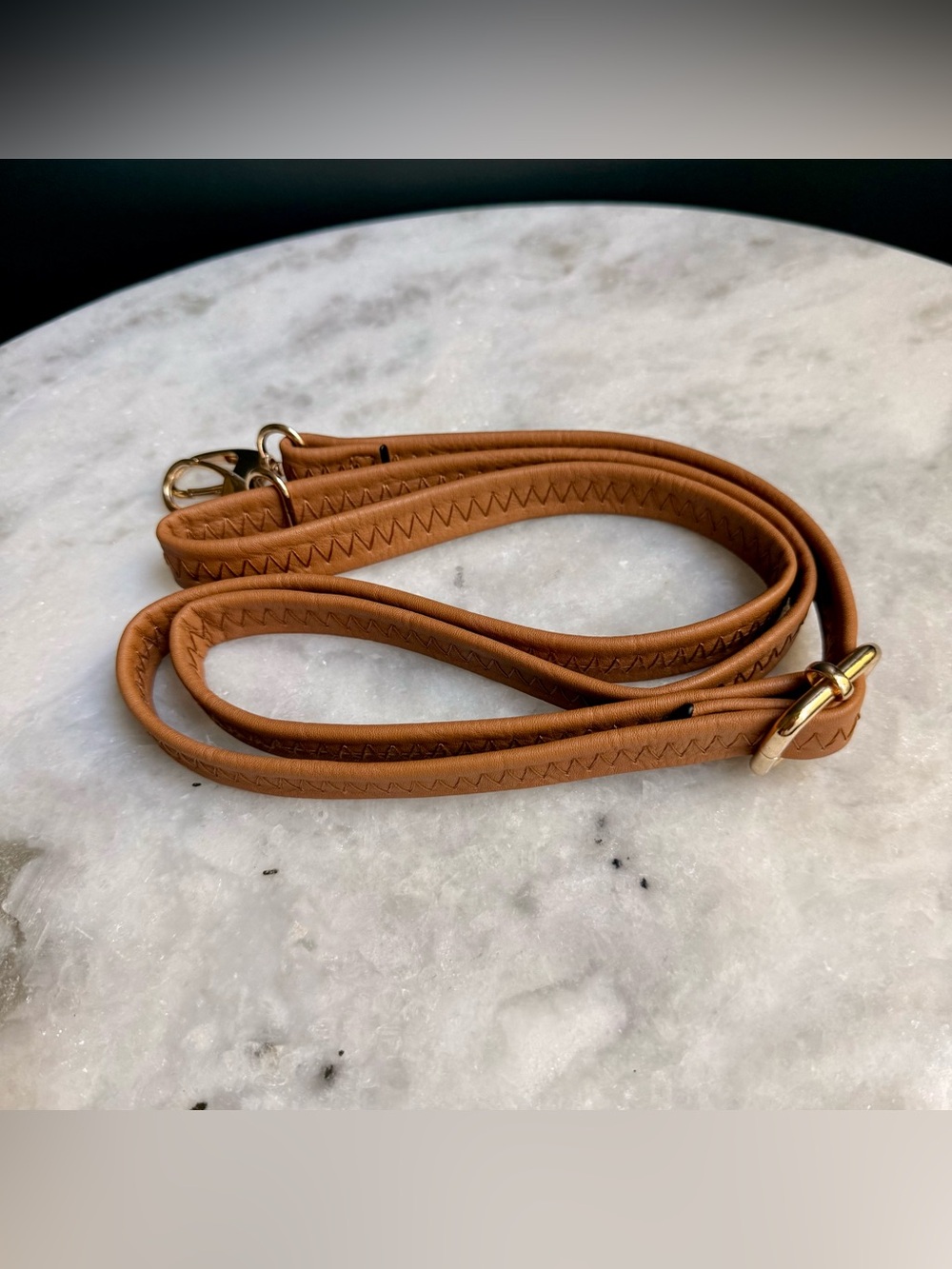 Tan Crossbody Bag Strap Adjustable Vegan Leather Swivel Gold Clasps